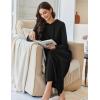 image:imageEkouaer Nightgowns for Women Fleece Nightgown Long Sleeve Sleepwear Hooded Night Gown Long Sleep Shirt with PocketBlack 2
