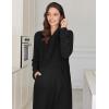 image:imageEkouaer Nightgowns for Women Fleece Nightgown Long Sleeve Sleepwear Hooded Night Gown Long Sleep Shirt with PocketBlack 2
