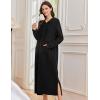 image:imageEkouaer Nightgowns for Women Fleece Nightgown Long Sleeve Sleepwear Hooded Night Gown Long Sleep Shirt with PocketBlack 2