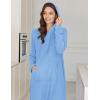 image:imageEkouaer Nightgowns for Women Fleece Nightgown Long Sleeve Sleepwear Hooded Night Gown Long Sleep Shirt with PocketBlue