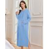 image:imageEkouaer Nightgowns for Women Fleece Nightgown Long Sleeve Sleepwear Hooded Night Gown Long Sleep Shirt with PocketBlue
