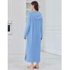 image:imageEkouaer Nightgowns for Women Fleece Nightgown Long Sleeve Sleepwear Hooded Night Gown Long Sleep Shirt with PocketBlue