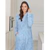 image:imageEkouaer Nightgowns for Women Fleece Nightgown Long Sleeve Sleepwear Hooded Night Gown Long Sleep Shirt with PocketBlue Flower