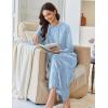 image:imageEkouaer Nightgowns for Women Fleece Nightgown Long Sleeve Sleepwear Hooded Night Gown Long Sleep Shirt with PocketBlue Flower