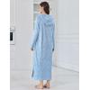 image:imageEkouaer Nightgowns for Women Fleece Nightgown Long Sleeve Sleepwear Hooded Night Gown Long Sleep Shirt with PocketBlue Flower