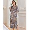 image:imageEkouaer Nightgowns for Women Fleece Nightgown Long Sleeve Sleepwear Hooded Night Gown Long Sleep Shirt with PocketLeopard