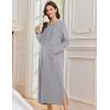image:imageEkouaer Nightgowns for Women Fleece Nightgown Long Sleeve Sleepwear Hooded Night Gown Long Sleep Shirt with PocketLight Grey