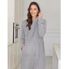 image:imageEkouaer Nightgowns for Women Fleece Nightgown Long Sleeve Sleepwear Hooded Night Gown Long Sleep Shirt with PocketLight Grey