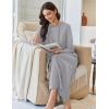image:imageEkouaer Nightgowns for Women Fleece Nightgown Long Sleeve Sleepwear Hooded Night Gown Long Sleep Shirt with PocketLight Grey