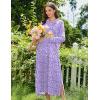 image:imageEkouaer Nightgowns for Women Fleece Nightgown Long Sleeve Sleepwear Hooded Night Gown Long Sleep Shirt with PocketPurple Flower