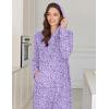 image:imageEkouaer Nightgowns for Women Fleece Nightgown Long Sleeve Sleepwear Hooded Night Gown Long Sleep Shirt with PocketPurple Flower