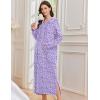 image:imageEkouaer Nightgowns for Women Fleece Nightgown Long Sleeve Sleepwear Hooded Night Gown Long Sleep Shirt with PocketPurple Flower