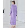 image:imageEkouaer Nightgowns for Women Fleece Nightgown Long Sleeve Sleepwear Hooded Night Gown Long Sleep Shirt with PocketPurple Flower