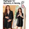 image:imageEkouaer Nightgowns for Women Long Sleeve Nightshirt Button Down Sleepshirt Nightdress Boyfriend Sleepwear SXXXLBlack