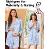 image:imageEkouaer Nightgowns for Women Long Sleeve Nightshirt Button Down Sleepshirt Nightdress Boyfriend Sleepwear SXXXLBlue White Bird