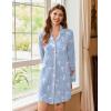 image:imageEkouaer Nightgowns for Women Long Sleeve Nightshirt Button Down Sleepshirt Nightdress Boyfriend Sleepwear SXXXLBlue White Bird