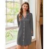 image:imageEkouaer Nightgowns for Women Long Sleeve Nightshirt Button Down Sleepshirt Nightdress Boyfriend Sleepwear SXXXLDark Grey