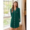 image:imageEkouaer Nightgowns for Women Long Sleeve Nightshirt Button Down Sleepshirt Nightdress Boyfriend Sleepwear SXXXLGreen