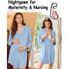 image:imageEkouaer Nightgowns for Women Long Sleeve Nightshirt Button Down Sleepshirt Nightdress Boyfriend Sleepwear SXXXLLight Blue