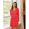 image:imageEkouaer Nightgowns for Women Long Sleeve Nightshirt Button Down Sleepshirt Nightdress Boyfriend Sleepwear SXXXLRed Christmas