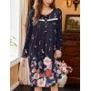 image:imageEkouaer Nightgowns for Women Long Sleeve Sleepshirt Button Nightshirt Floral Sleepwear Night Dress with Pockets SXXXLBlack Floral
