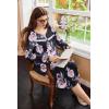 image:imageEkouaer Nightgowns for Women Long Sleeve Sleepshirt Button Nightshirt Floral Sleepwear Night Dress with Pockets SXXXLBlack Orange Floral