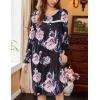 image:imageEkouaer Nightgowns for Women Long Sleeve Sleepshirt Button Nightshirt Floral Sleepwear Night Dress with Pockets SXXXLBlack Orange Floral