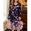 image:imageEkouaer Nightgowns for Women Long Sleeve Sleepshirt Button Nightshirt Floral Sleepwear Night Dress with Pockets SXXXLBlack Pink Floral