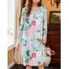 image:imageEkouaer Nightgowns for Women Long Sleeve Sleepshirt Button Nightshirt Floral Sleepwear Night Dress with Pockets SXXXLGreen Floral
