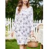 image:imageEkouaer Nightgowns for Women Long Sleeve Sleepshirt Button Nightshirt Floral Sleepwear Night Dress with Pockets SXXXLWhite Purple Floral