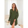 image:imageEkouaer Womens Button Down Nightgown Long Sleeves Sleepwear V Neck Nightgowns for WomenArmygreen