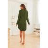 image:imageEkouaer Womens Button Down Nightgown Long Sleeves Sleepwear V Neck Nightgowns for WomenArmygreen