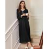 image:imageEkouaer Womens Long Sleeve Nightgown Full Length Sleepwear Long Sleepshirts Henley Sleep DressAablack