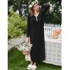 image:imageEkouaer Womens Long Sleeve Nightgown Full Length Sleepwear Long Sleepshirts Henley Sleep DressAablack