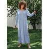 image:imageEkouaer Womens Long Sleeve Nightgown Full Length Sleepwear Long Sleepshirts Henley Sleep DressAablue Florals