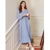 image:imageEkouaer Womens Long Sleeve Nightgown Full Length Sleepwear Long Sleepshirts Henley Sleep DressAablue Florals