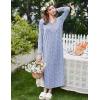 image:imageEkouaer Womens Long Sleeve Nightgown Full Length Sleepwear Long Sleepshirts Henley Sleep DressAablue Florals