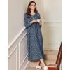 image:imageEkouaer Womens Long Sleeve Nightgown Full Length Sleepwear Long Sleepshirts Henley Sleep DressAanavy Flowers