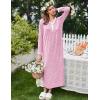 image:imageEkouaer Womens Long Sleeve Nightgown Full Length Sleepwear Long Sleepshirts Henley Sleep DressAapink Florals
