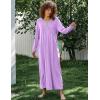 image:imageEkouaer Womens Long Sleeve Nightgown Full Length Sleepwear Long Sleepshirts Henley Sleep DressAapurple