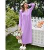 image:imageEkouaer Womens Long Sleeve Nightgown Full Length Sleepwear Long Sleepshirts Henley Sleep DressAapurple