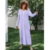 image:imageEkouaer Womens Long Sleeve Nightgown Full Length Sleepwear Long Sleepshirts Henley Sleep DressAapurple Flowers