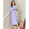 image:imageEkouaer Womens Long Sleeve Nightgown Full Length Sleepwear Long Sleepshirts Henley Sleep DressAapurple Flowers