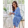 image:imageEkouaer Womens Long Sleeve Nightgown Full Length Sleepwear Long Sleepshirts Henley Sleep DressAasky Blue