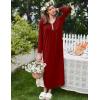 image:imageEkouaer Womens Long Sleeve Nightgown Full Length Sleepwear Long Sleepshirts Henley Sleep DressAawine Red