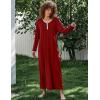 image:imageEkouaer Womens Long Sleeve Nightgown Full Length Sleepwear Long Sleepshirts Henley Sleep DressAawine Red
