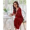 image:imageEkouaer Womens Long Sleeve Nightgown Full Length Sleepwear Long Sleepshirts Henley Sleep DressAawine Red