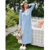image:imageEkouaer Womens Long Sleeve Nightgown Full Length Sleepwear Long Sleepshirts Henley Sleep DressAblue Big Flower