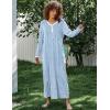 image:imageEkouaer Womens Long Sleeve Nightgown Full Length Sleepwear Long Sleepshirts Henley Sleep DressAblue Big Flower