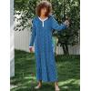image:imageEkouaer Womens Long Sleeve Nightgown Full Length Sleepwear Long Sleepshirts Henley Sleep DressAblue Dog Footprints